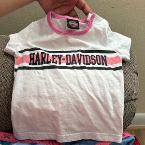 Harley-Davidson Kids White and Pink T-Shirt Size 18 M